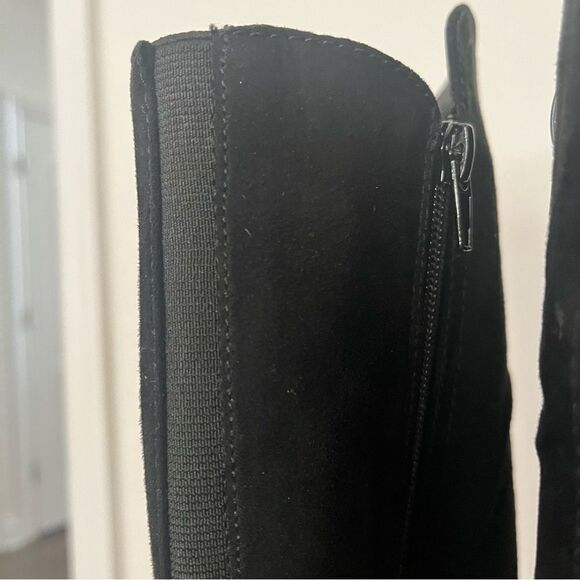 G by Guess Harson 5 Wide Calf Faux Suede Black Knee High Zip Up Boots Black 7.5 - Picture 5 of 13